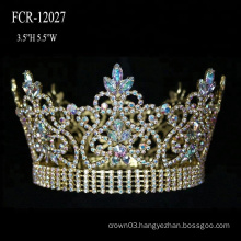 Wholesale Customized Pageant Full Round Gold Plated Pageant Crown